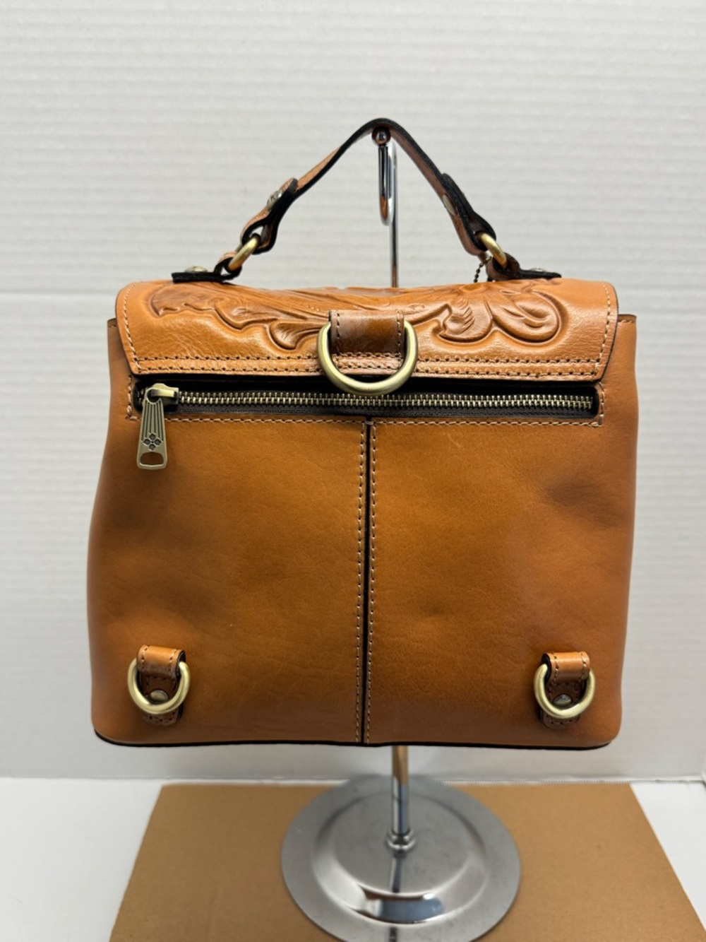 Patricia Nash Sinclair Tooled Leather Convertible Backpack - Picture 2 of 14